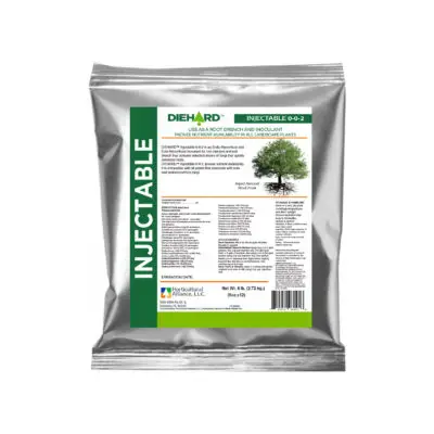Tree root injection with DIEHARD Ecto Injectable inoculant, enhancing survival, root growth, and stress tolerance in ectomycorrhizal tree species.