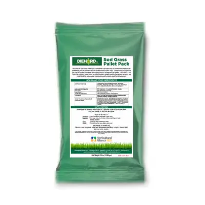Applying DIEHARD Sod Pallet Pack to turf soil to boost root development, reduce water use, and enhance sod establishment with mycorrhizae.